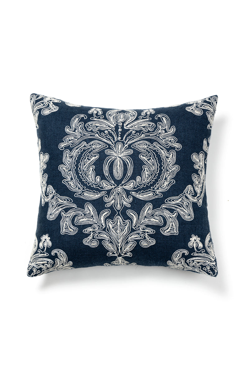 Indigo damask cushion Shop FA Home
