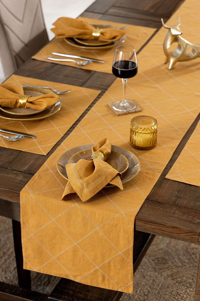 Elevate Your Table Decor with Vulcan Mustard Table Runners FA Home